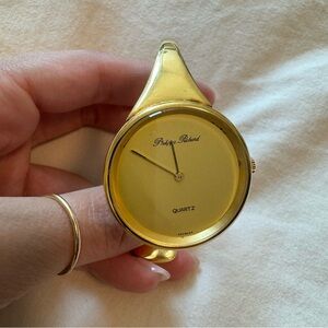 Ladies Philippe Pechard Gold Tone Modern Cuff Bracelet Analog Watch D5